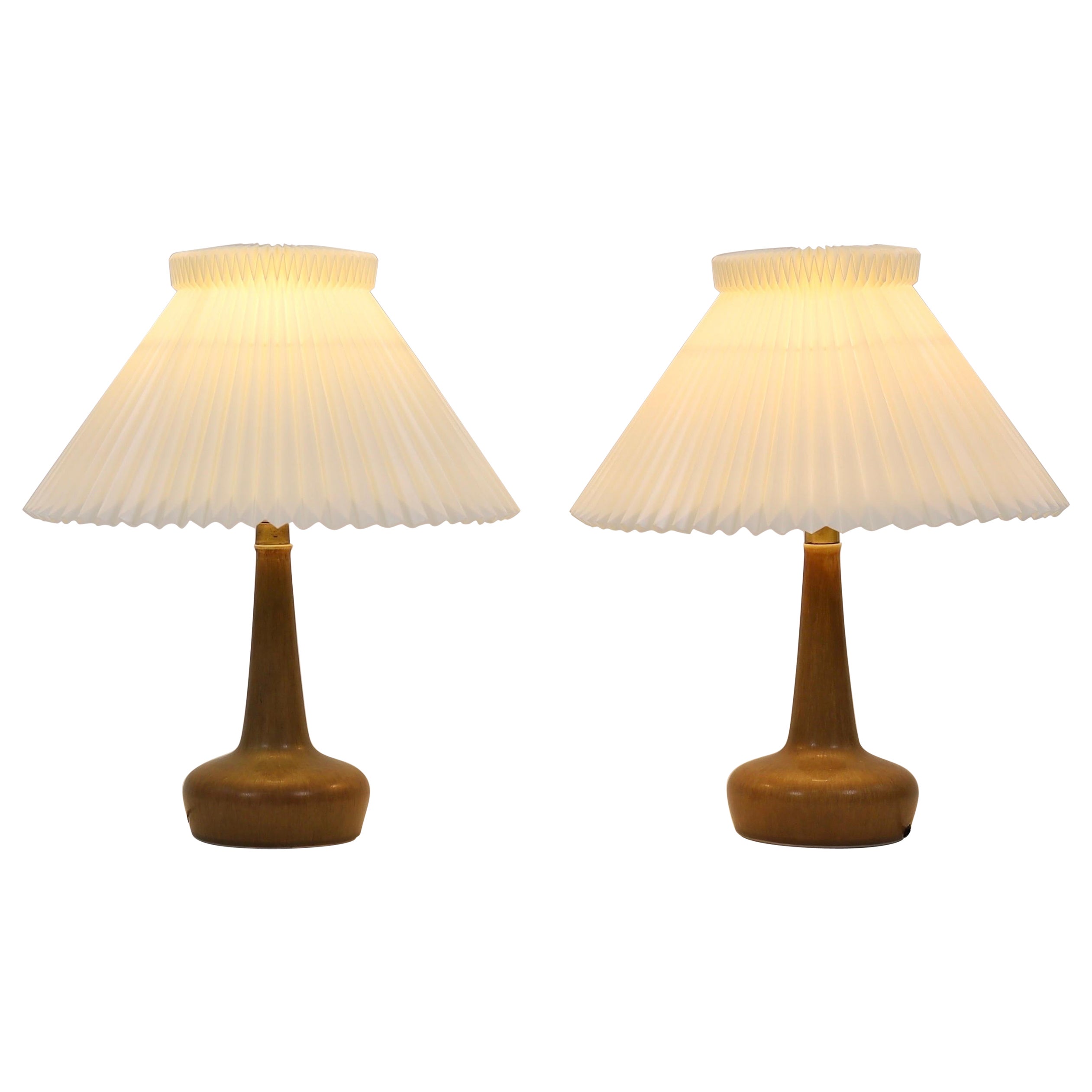 Set of Ceramic Table Lamps by Esben Klint for Le Klint, 1950s, Denmark
