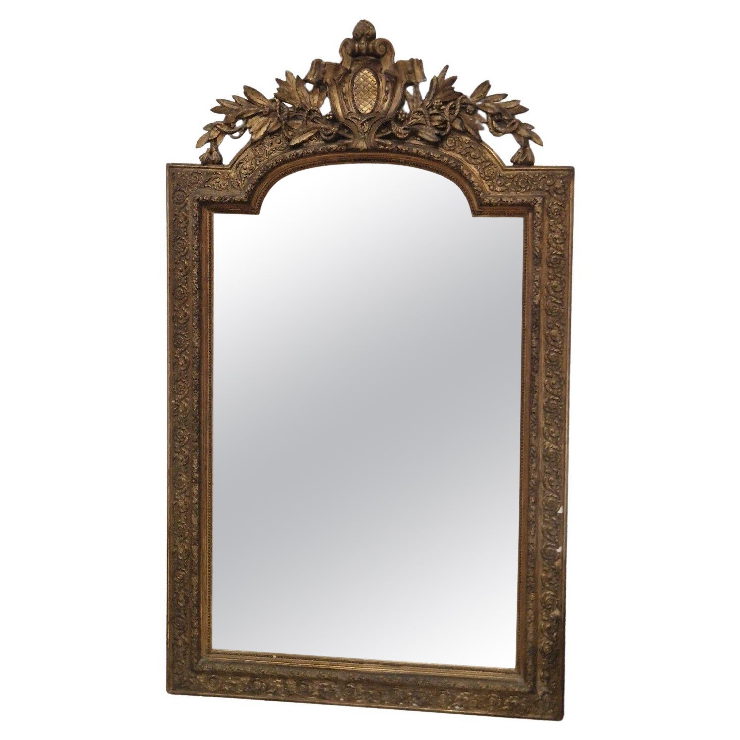 19th Century French Mirror Louis XVI Style Gilded Wood