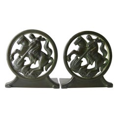 Vintage Art Deco Bookends in Disko Metal by Just Andersen, 1930s. Set of 2.