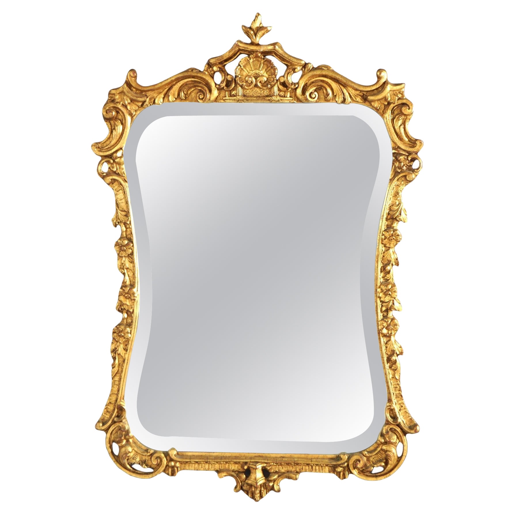 French Louis XIV Style Gold Giltwood Wall Mirror 20th C For Sale