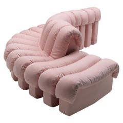 De Sede DS 600 'Snake' Sofa 14 Elemente aus vollnarbigem rosa Nappaleder 