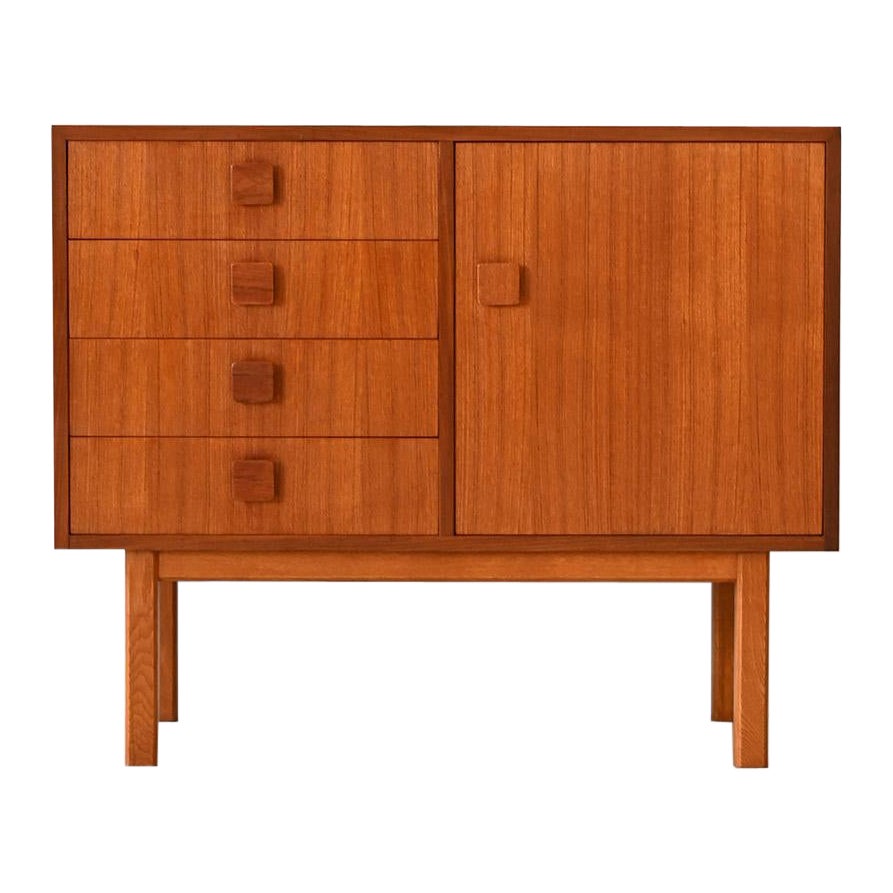 Swedish teak cabinet with drawers and storage compartment
