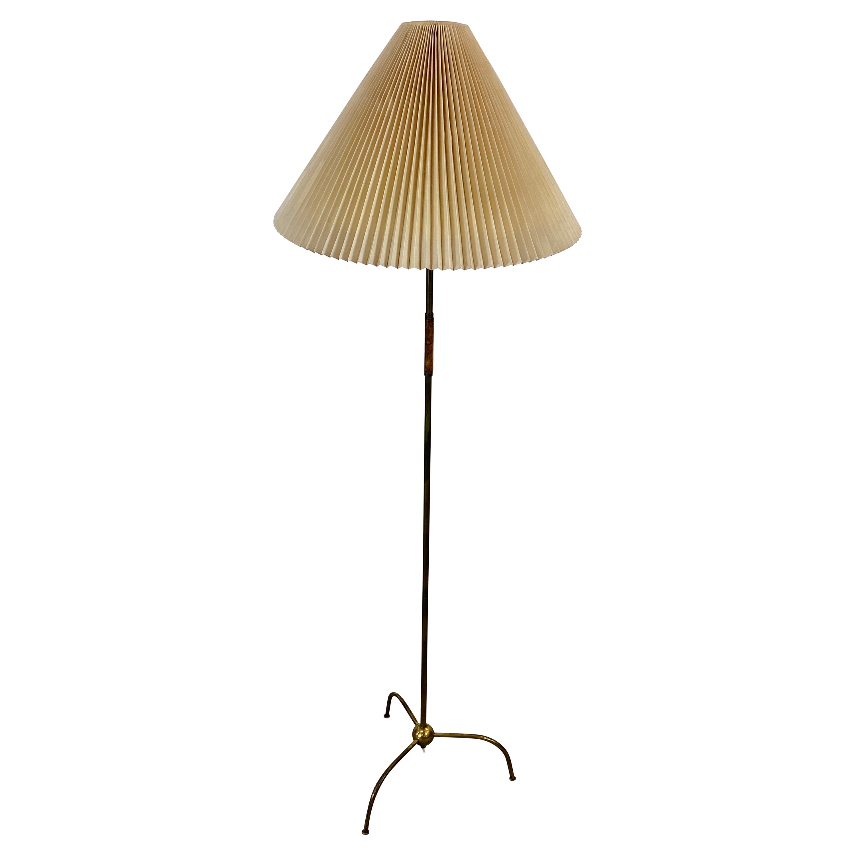Tripod Midcentury Floor Brass lamp from Josef Frank by Kalmar, Austria 1940s