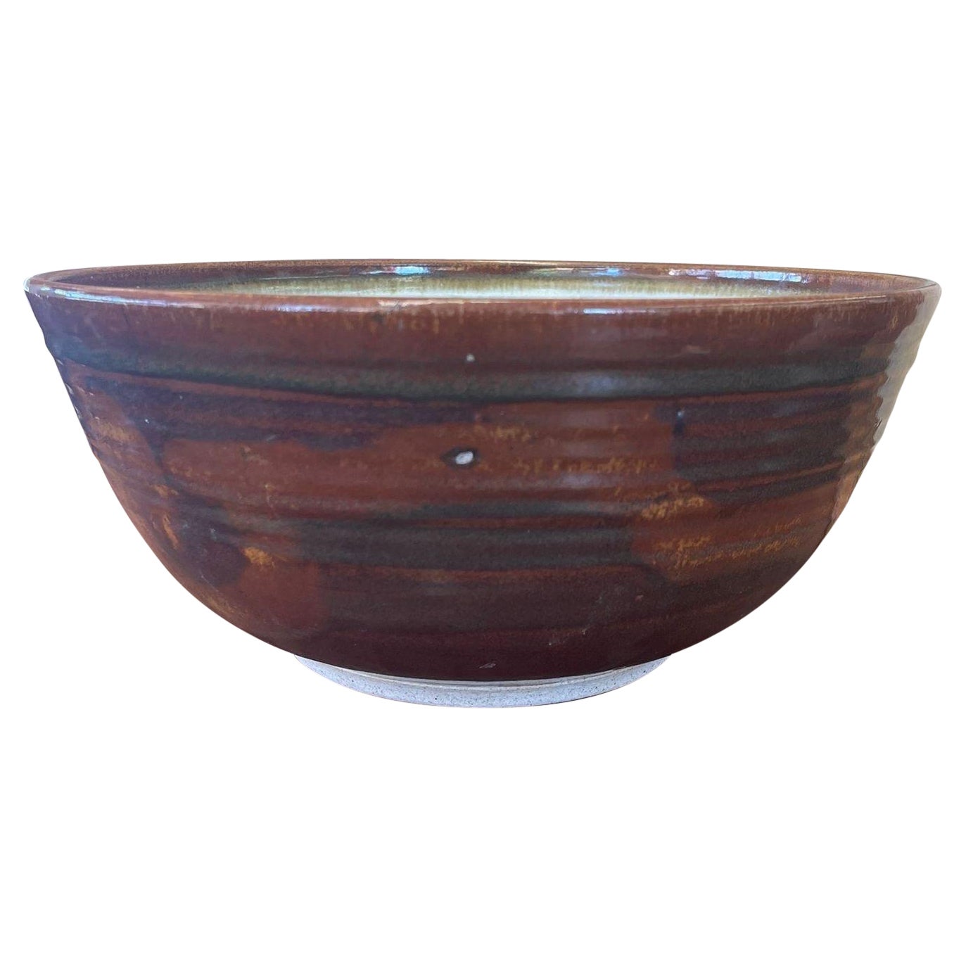 Vintage Large Glazed Ceramic Bowl. For Sale