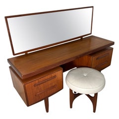 Retro Mid Century Modern G Plan Fresco Teak Vanity With Stool