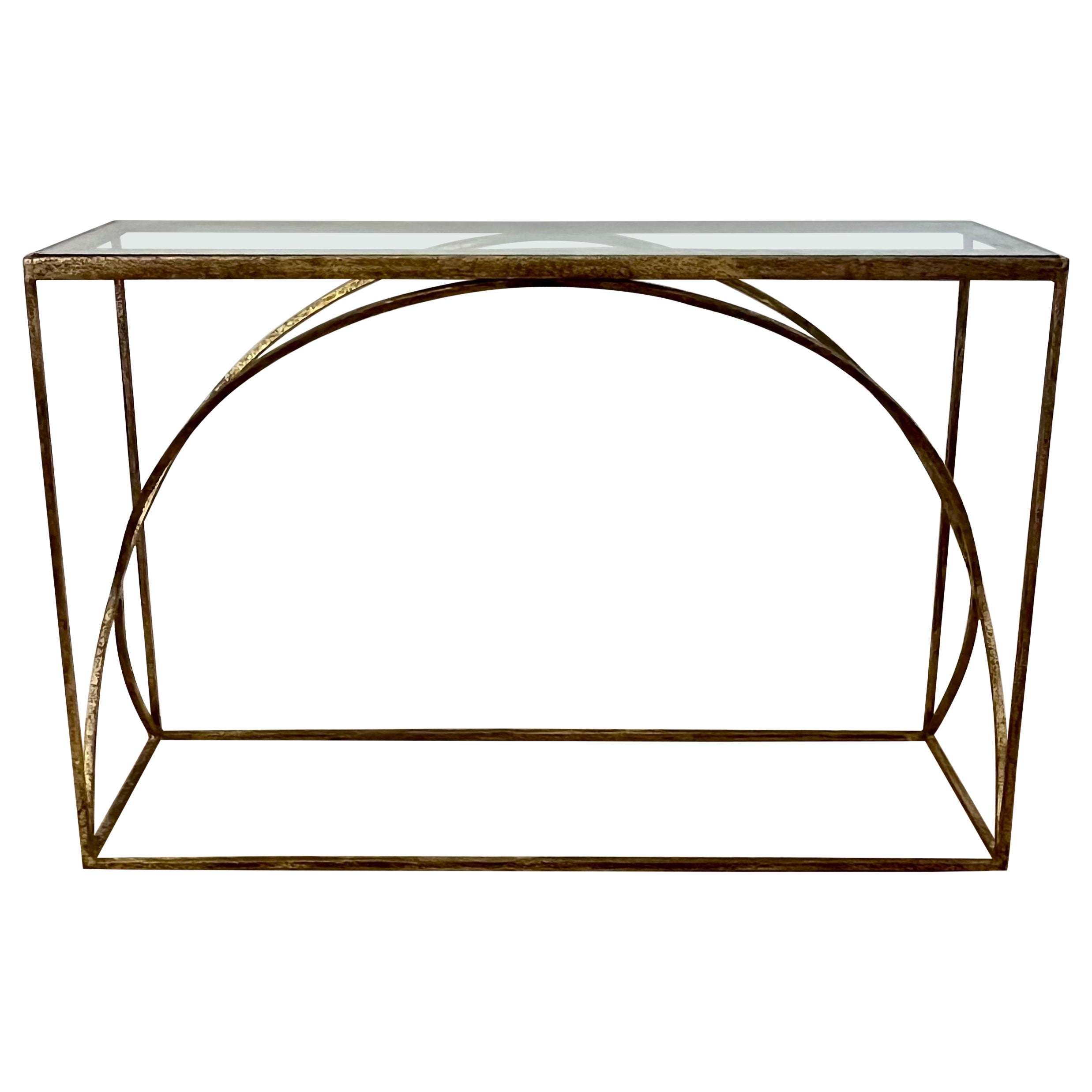 Vintage Mr Brown London Gilded Forged Iron Ellipse Console  For Sale