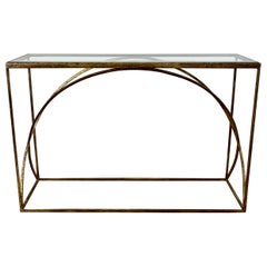 Vintage Mr Brown London Gilded Forged Iron Ellipse Console 
