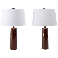 Retro A pair of Maroon Jane and Gordon Martz table lamps M41 mid century modern