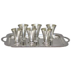 Set of Six Gorham Sterling Silver Goblets and Matching Tray 