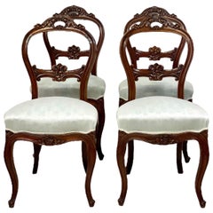 Antique Set of Four Balloon-Back Napoleon III Dining Chairs