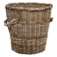 French round hand woven fireplace basket