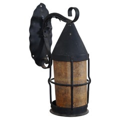 Vintage Gothic Scrolled Iron Wall Hanging Storybook Lantern Sconce Light 12"