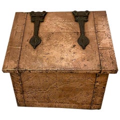 Unusual Antique Arts And Crafts Quality Copper Coal Box 