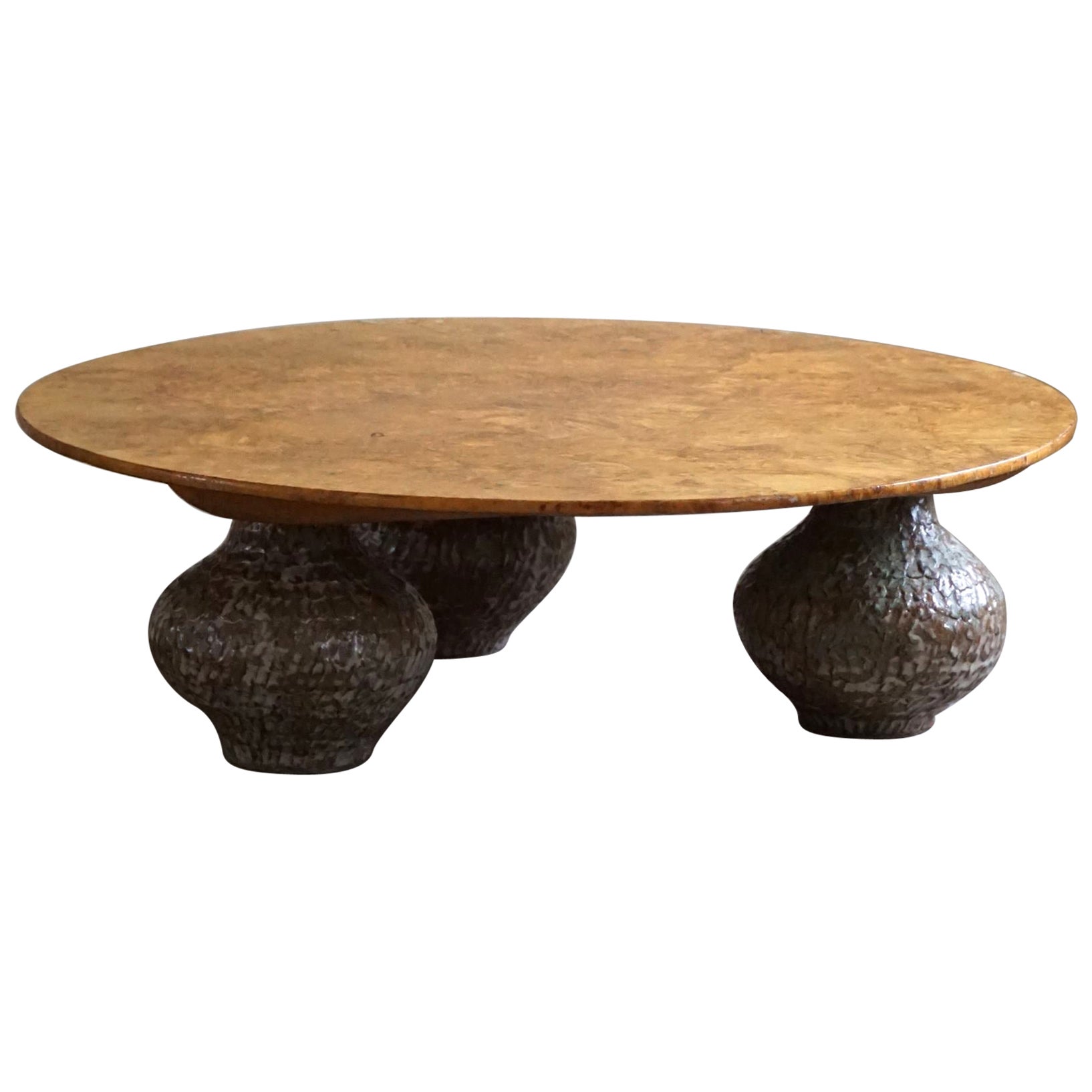 A Burl Table by eliaselias x Ole Victor, Ceramic & Birch, Danish Design, 2023 For Sale