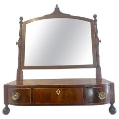 Antique George lII Quality Figured Mahogany Dressing Table Mirror