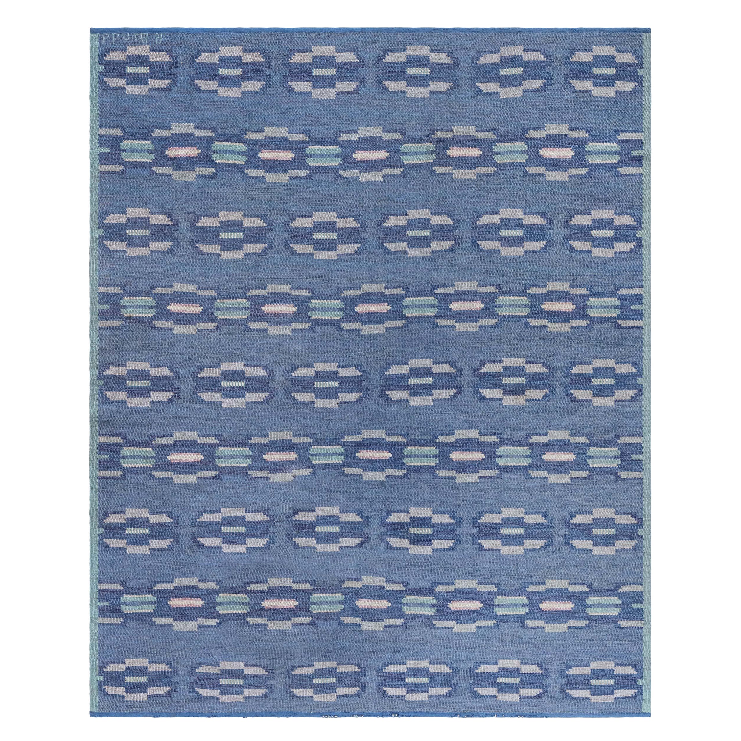 Vintage Swedish Flat Weave Rug by A Bindd