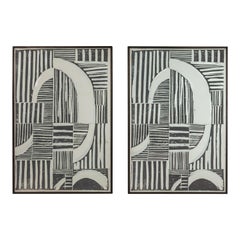 Set of Two (2) Abstract Linocut "A" Digital Print Wall Art Paintings