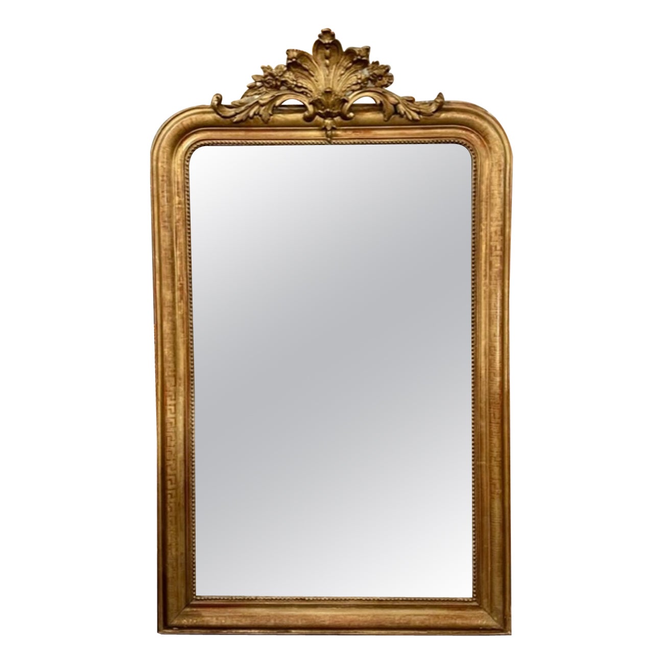 19th Century French Louis Philippe Mirror with Crest For Sale