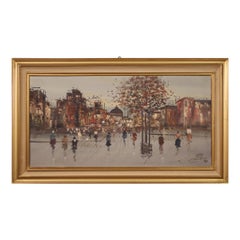 20th Century Oil On Canvas Antique Italian Landscape Painting, 1972