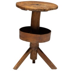 Rustic Round Tripod Side Table, France, 19th Century