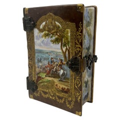 Antique 19th Century French Hand-Painted Porcelain "Book" Jewelry Box.