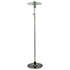 Vintage Italian steel and crystal floor lamp by Gyula Pap, Tecnolumen, 1970