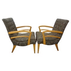 Vintage Pair of Italian Modern Fruitwood Lounge Chairs