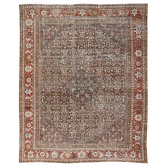 Persian Sultanabad Rug with All-Over Design with Medallion With Brown and Red 