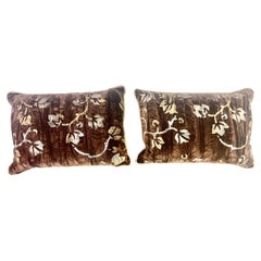 Pair of Custom Nomi Brown & Gold Textile Pillows