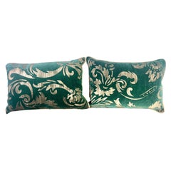 Pair of Green Velvet NOMI Pillow w/ Gold Stenciling