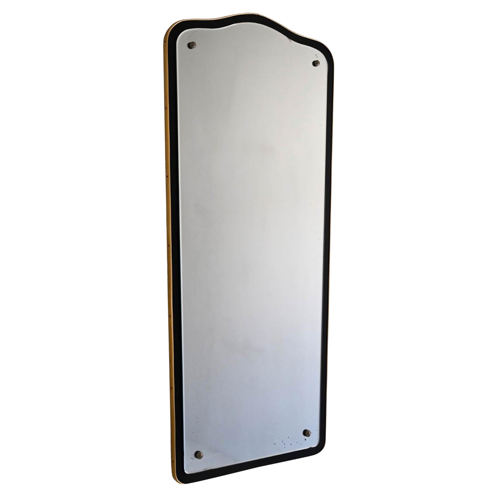Deco metal mirror in gold and black color For Sale