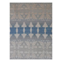„Kestrel - Blau + Creme“ /  9' x 12' / Handgeknüpfter Teppich aus Wolle + Seide
