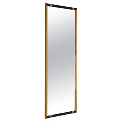 Vintage rectangular mirror with gold and black metal frame
