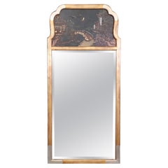 Gorgeous LaBarge Chinoiserie mirror with gold leaf and sophisticated Lines