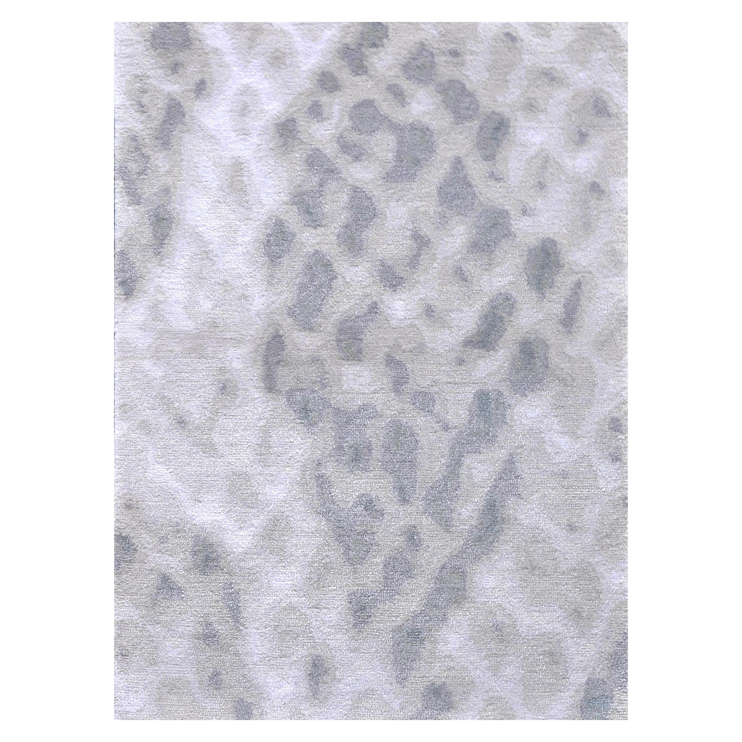 "Molurus - Gray + Cream" /  9' x 12' / Hand-Knotted Wool + Silk Rug