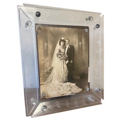 Vintage 1930s French glass wedding photo frame large 
