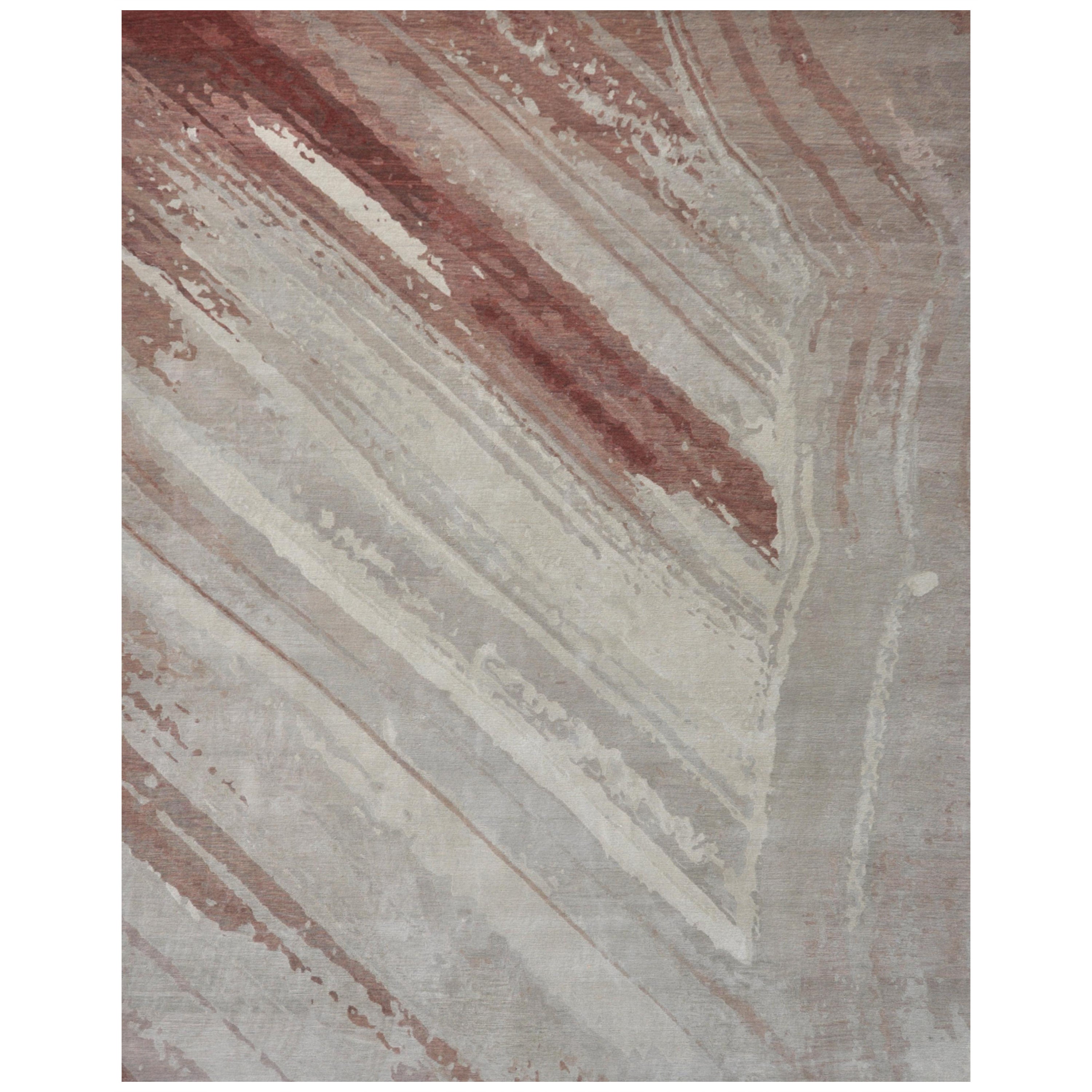 "Diavik - Burgundy + Gray" /  8' x 10' / Hand-Knotted Wool Rug For Sale