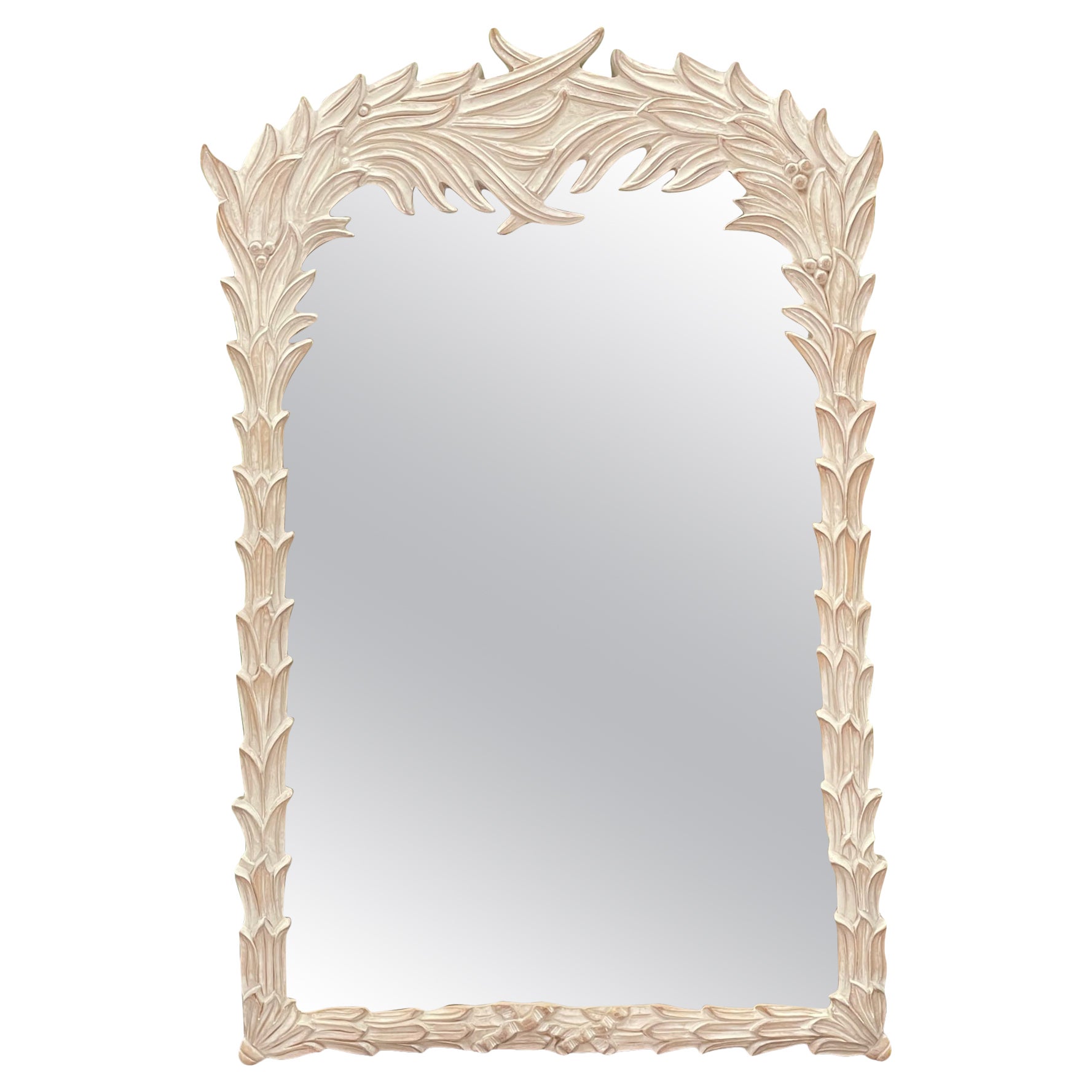 Serge Roche Style Carved Palm Frond Mirror