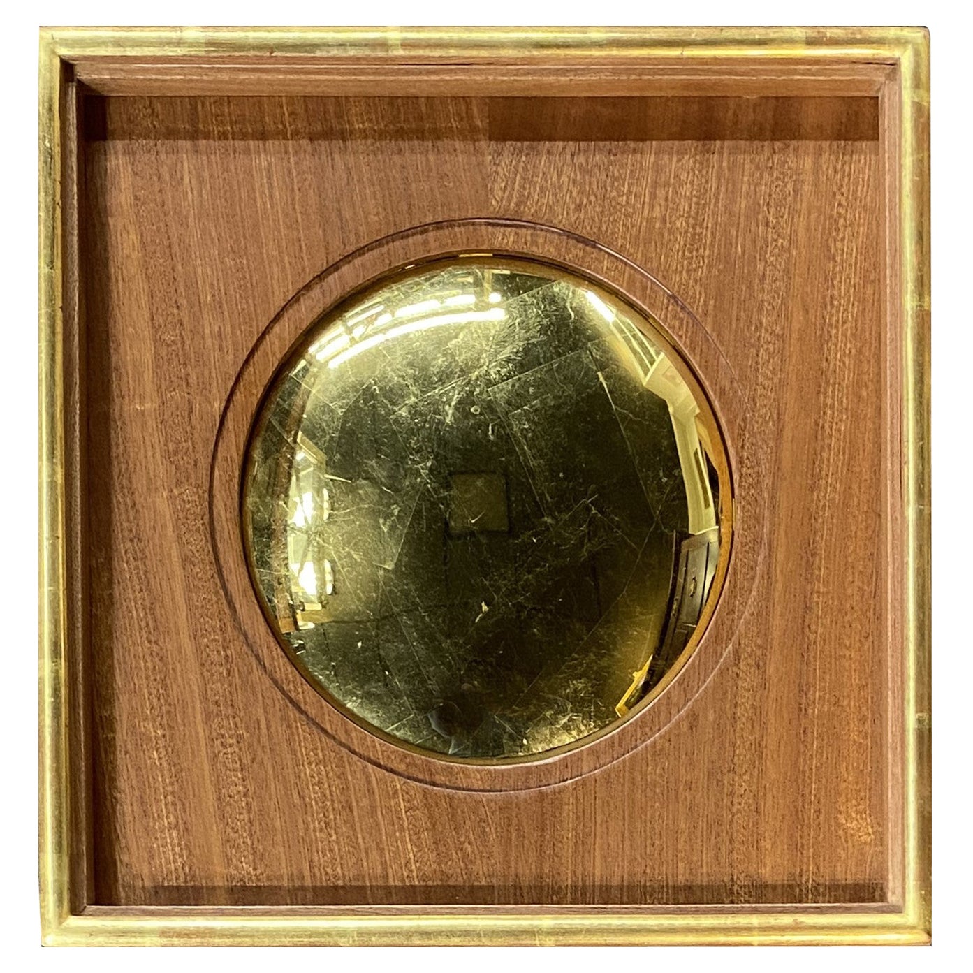 Troy M. Stafford Hand Crafted 22K vergoldetes Spiegelglas in Sapele-Holz  Rahmen im Angebot