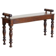 English Regency Style Turned Oak Handled Bench, ca. 1900