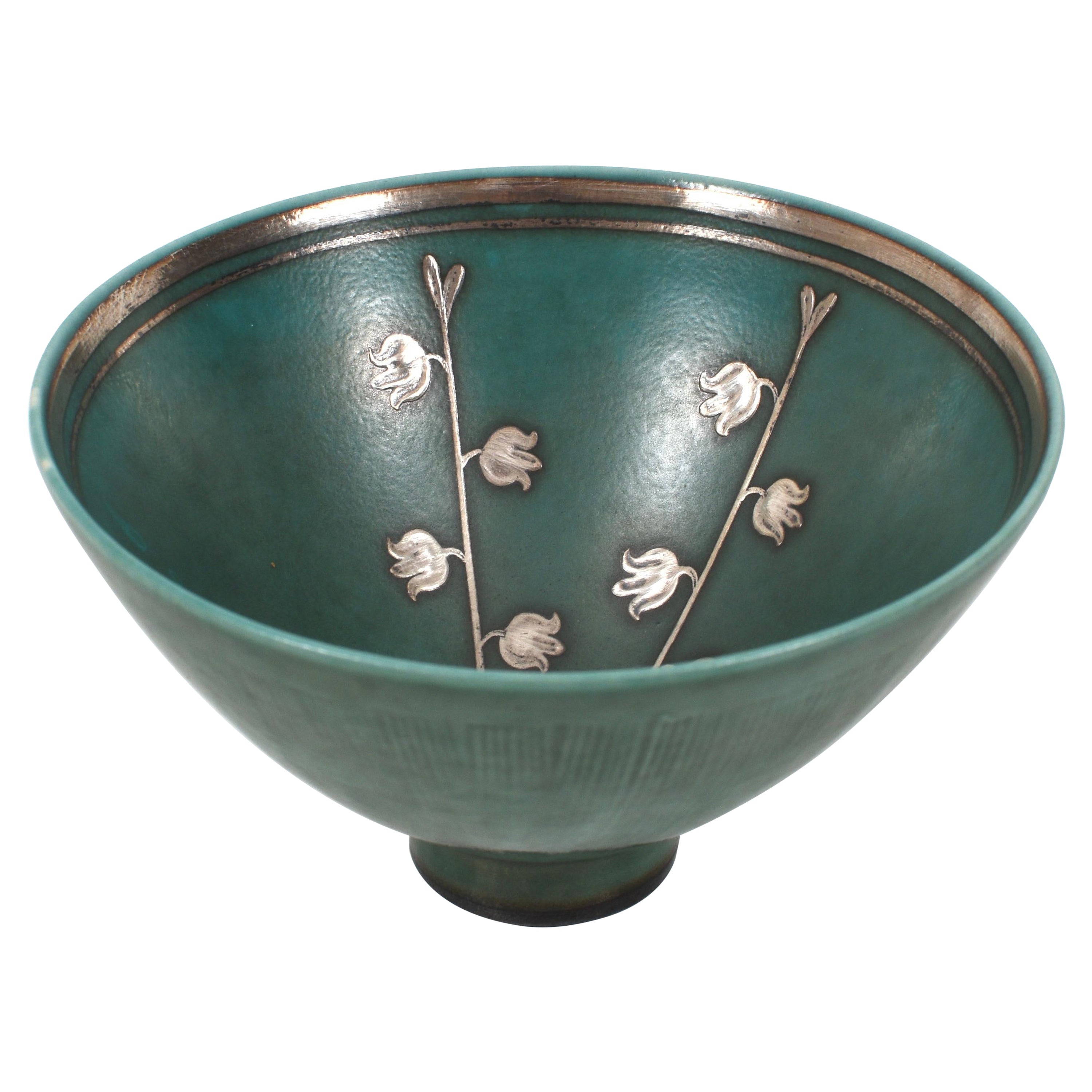 Wilhelm Kåge for Gustavsberg, Argenta Bowl in Ceramics and Silver For Sale