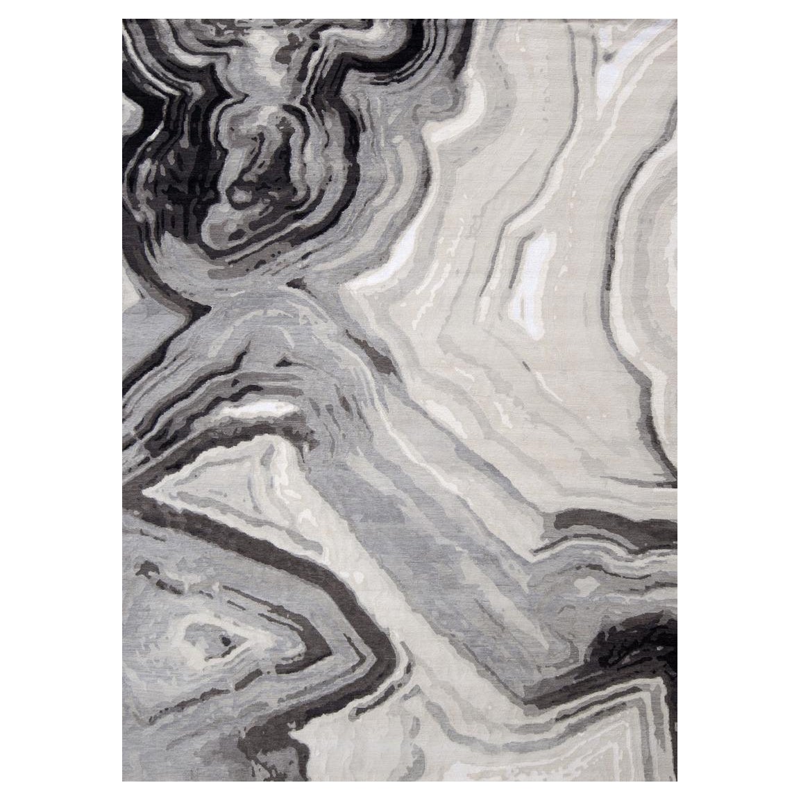 "Laguna Gray + Cream" / 9' x 12' / HandKnotted Wool Rug For Sale at