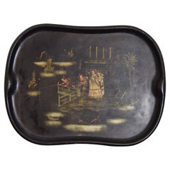 English Tole Chinoiserie Painted Tray, mid 19th century