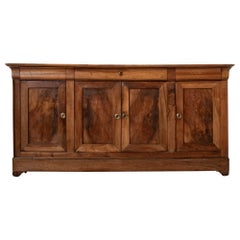 Antique French Louis Philippe Period Walnut Enfilade, Sideboard, Buffet with Four Doors