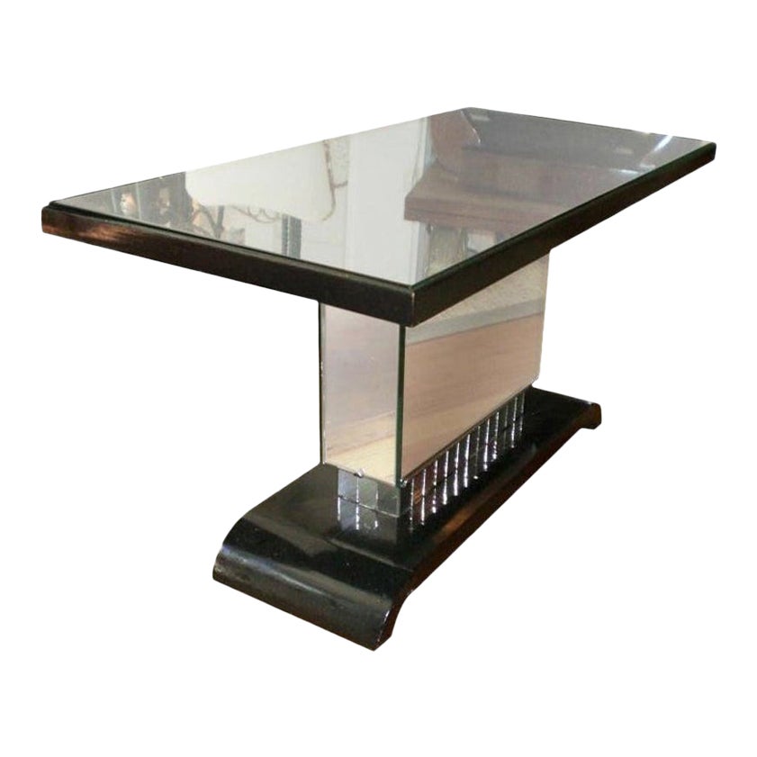 French Art Moderne Mirrored Cocktail Table For Sale