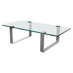 'Klassik 1022' Couchtisch von Dr. Peter Draenert mit Glasplatte und Chromgestell