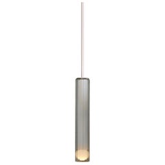 Marz Designs, "Lini Pendant Light, Tall with Solid Rod", Fluted Glass Pendant
