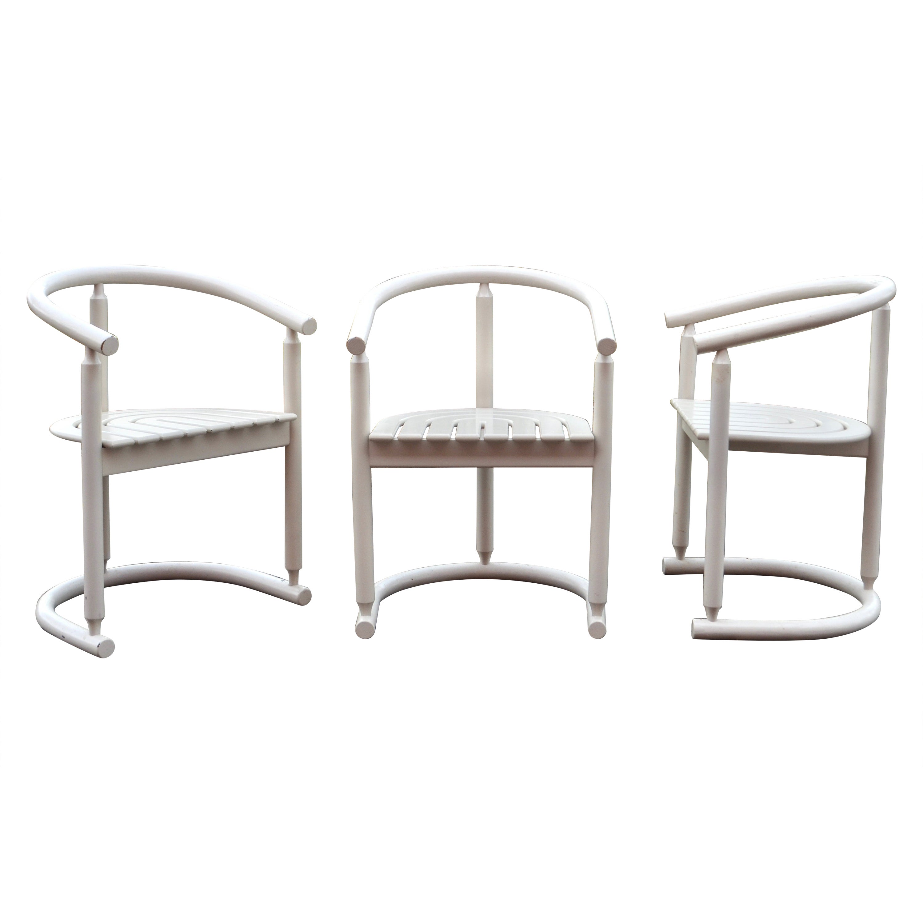 Allmilmö White Bentwood Chair Set of 3 en vente