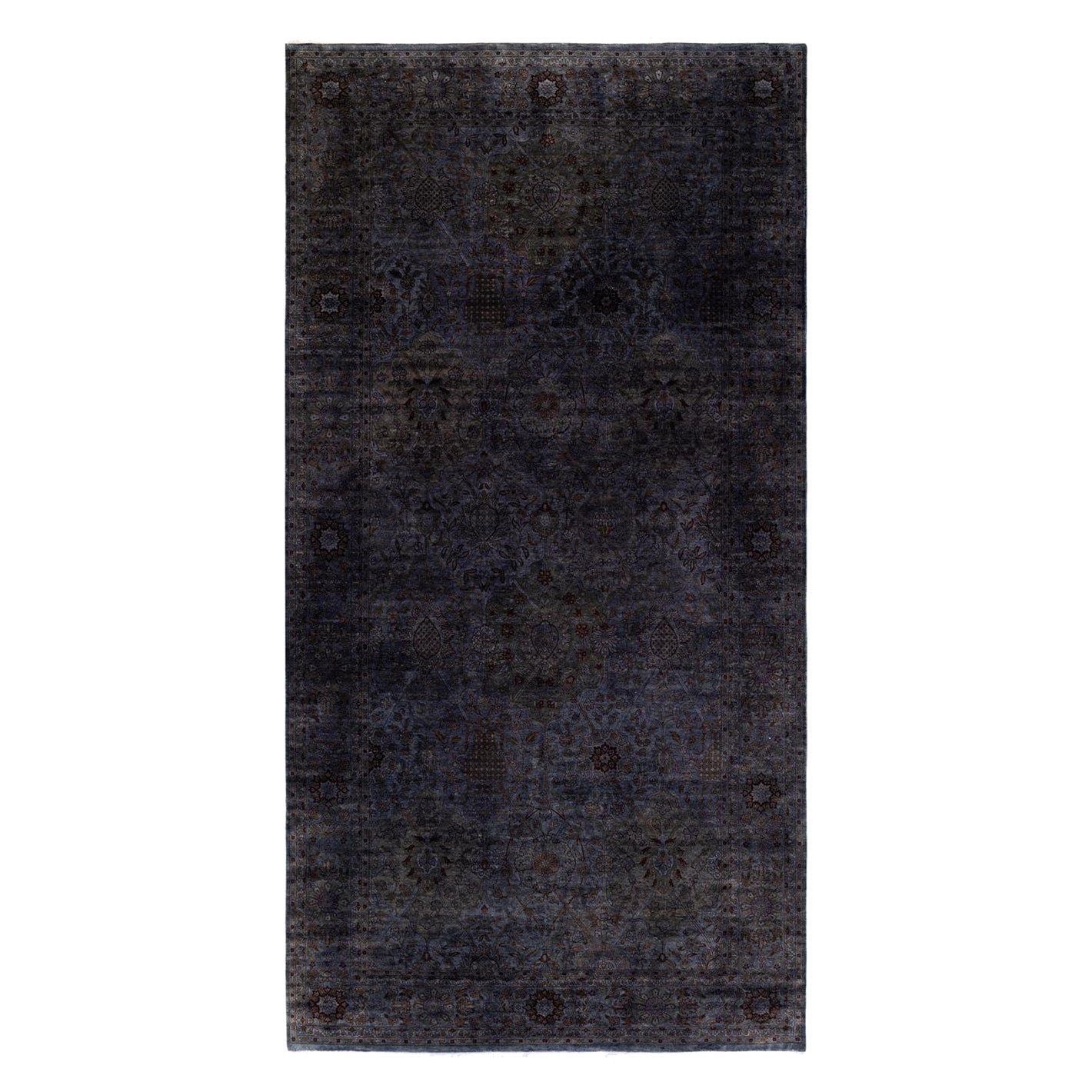 Contemporary Overdyed Hand Knotted Wool Gray Area Rug