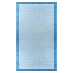 Grand tapis indien Dhurrie bleu vintage